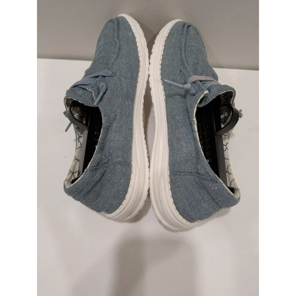 HEY DUDE WENDY SPARKLING SHOE BLUE STONE Women's Sz 8